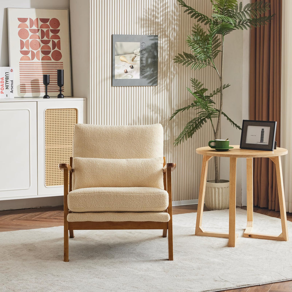 Mid-Century Lounge Accent Chair, Khaki