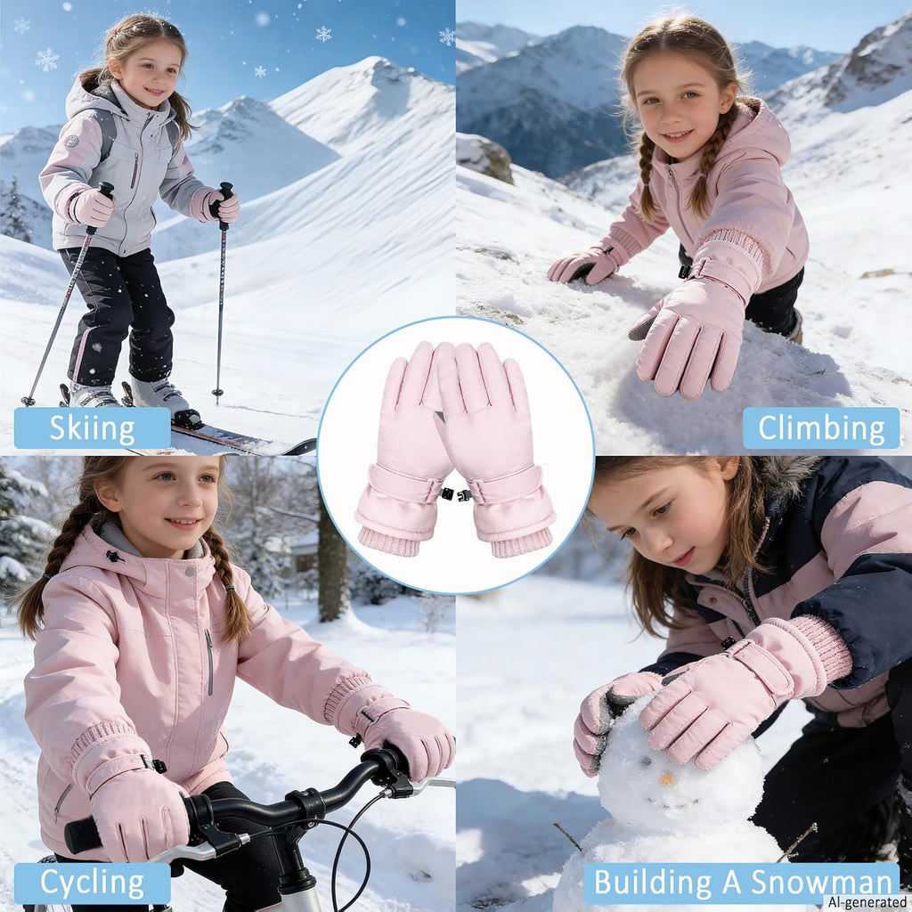 Kids Winter Gloves Warm Fleece Ski Snow Waterproof Windproof Cold Weather Snowboard Sport Mitten Gloves for Boys Girls