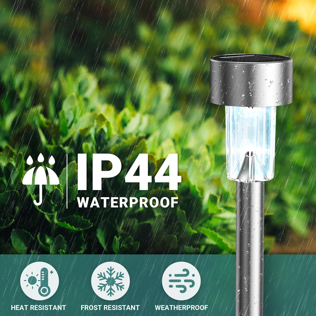 24 Pack Solar Lights Outdoor Waterproof, Stainless Steel