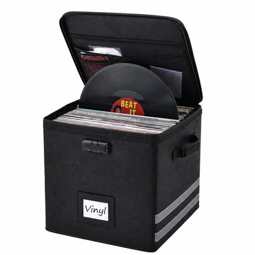 Vinyl Record Storage Case with Lockable for 100+ Single Records