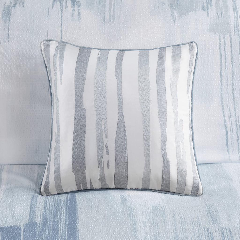 Brush Stroke Reversible Comforter Set - Abstract Styling, Embossed Seersucker Design, Cozy Oversized & Overfilled