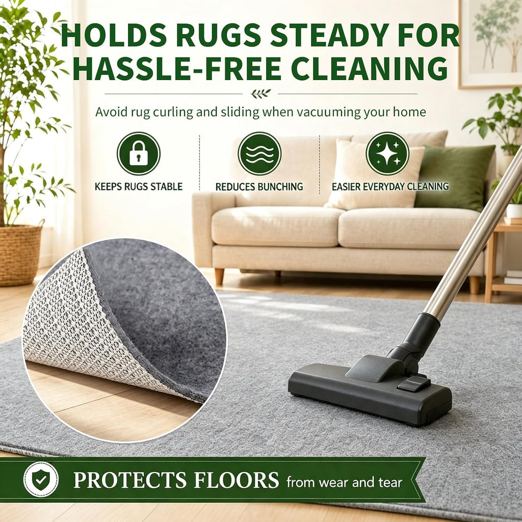 Non Slip Rug Pad Grippers - 5x7 Ft, 1/8" Thick, (Felt + Rubber) Double Layers Area Carpet Mat Tap, Provides - Set of 35
