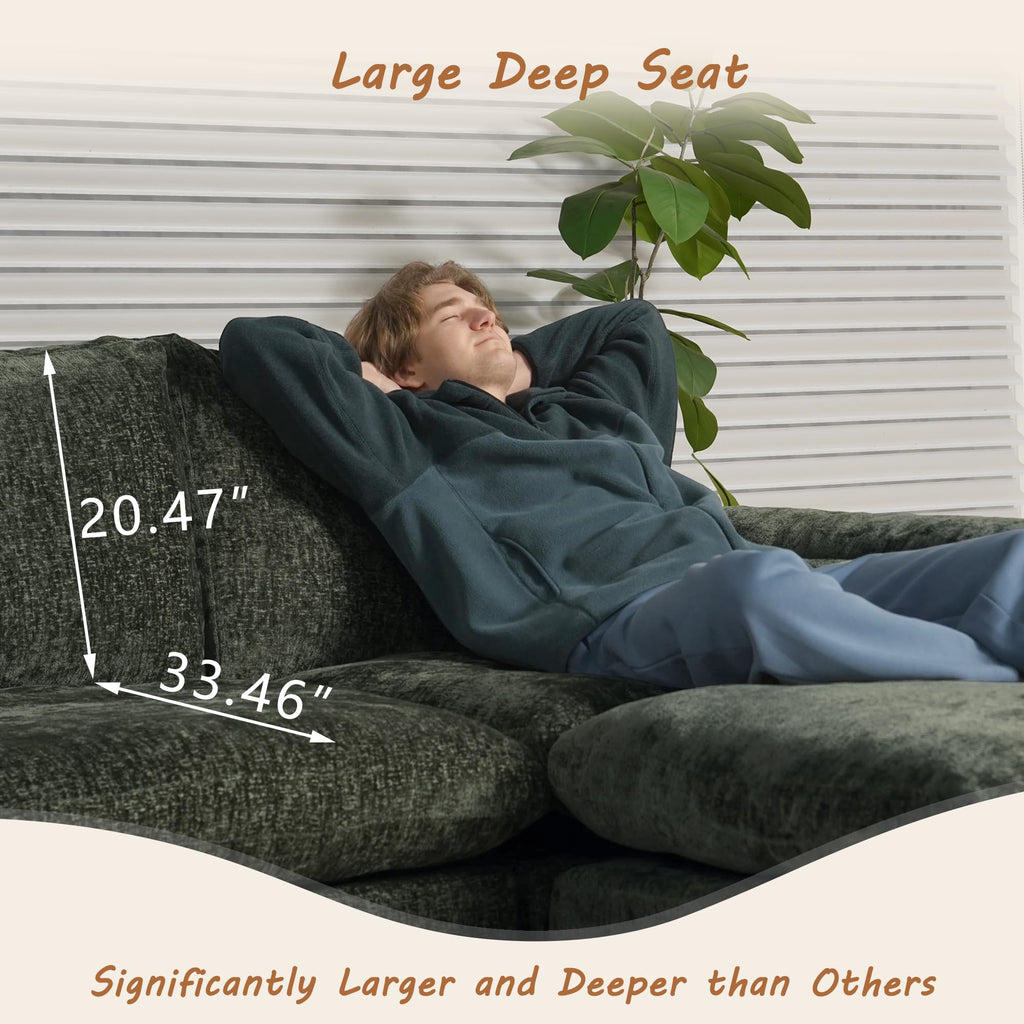 Boneless Sectional Couch, Cloud Sofa Bed, Green