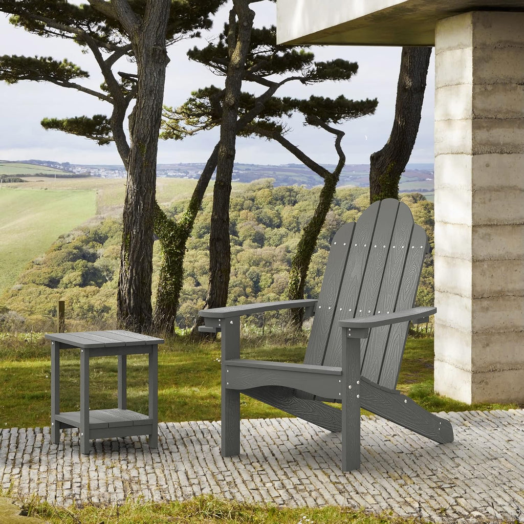 Outdoor Adirondack Chair, Cup Holder, Set of 2, Dark Gray | HDPS poly lumber, all-weather resistant, Low maintenance