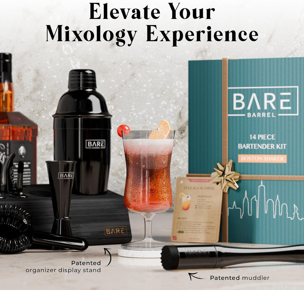 Mixology Bartender Kit Bar Set | 14-Piece Cocktail Shaker Set | Martini Barware Mixing Tools Bartending | Incl. 35 - Set of 14