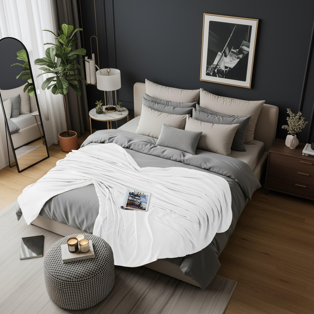 Cotton Blend White Waffle Blanket - 90x90 Inches