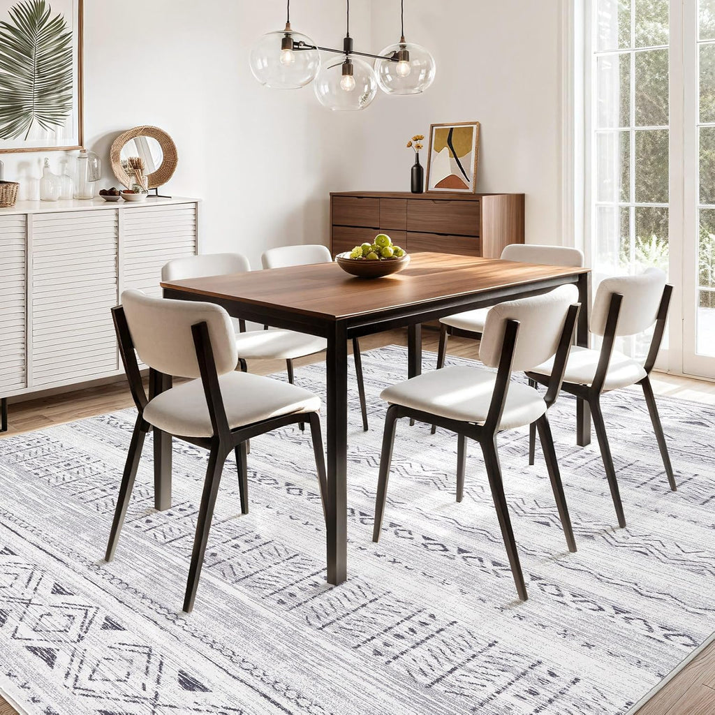 5x7 Area Rug Living Room: Washable Boho Rugs with Non Slip Backing Large Soft Indoor Stain Resistant Carpet for