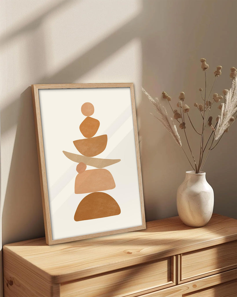 16x20 Oak Framed Beige Boho Christian Abstract Wall Art