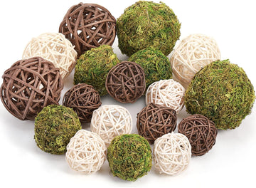 Moss Wicker Decorative Balls for Centerpiece, Regular Size - Set of 18