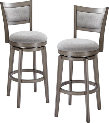 Swivel Bar Stools Set of 2, 30 Inch Bar Height Barstools, High Back Bar Stool with Solid Wood Legs & Wrap-Around