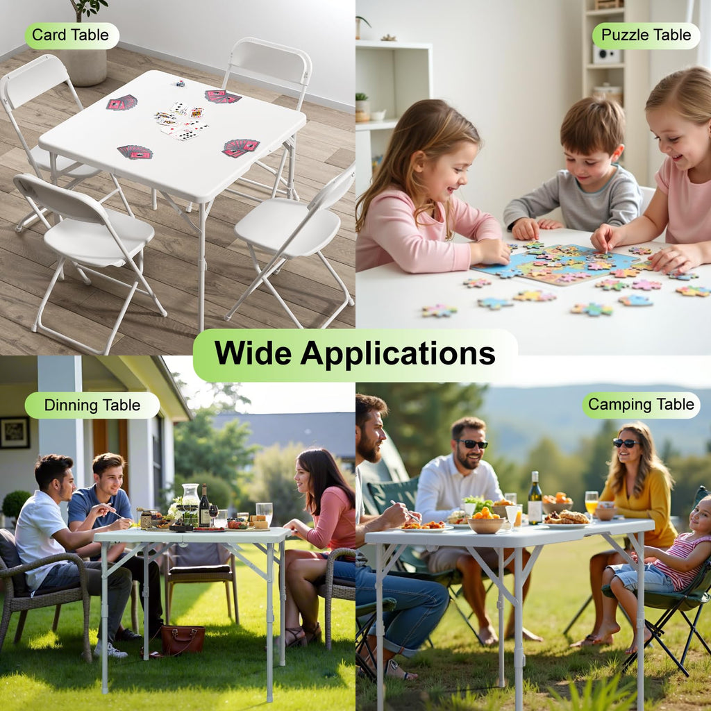 34" Square Folding Table for Party, Picnic, Camping, Wedding, White