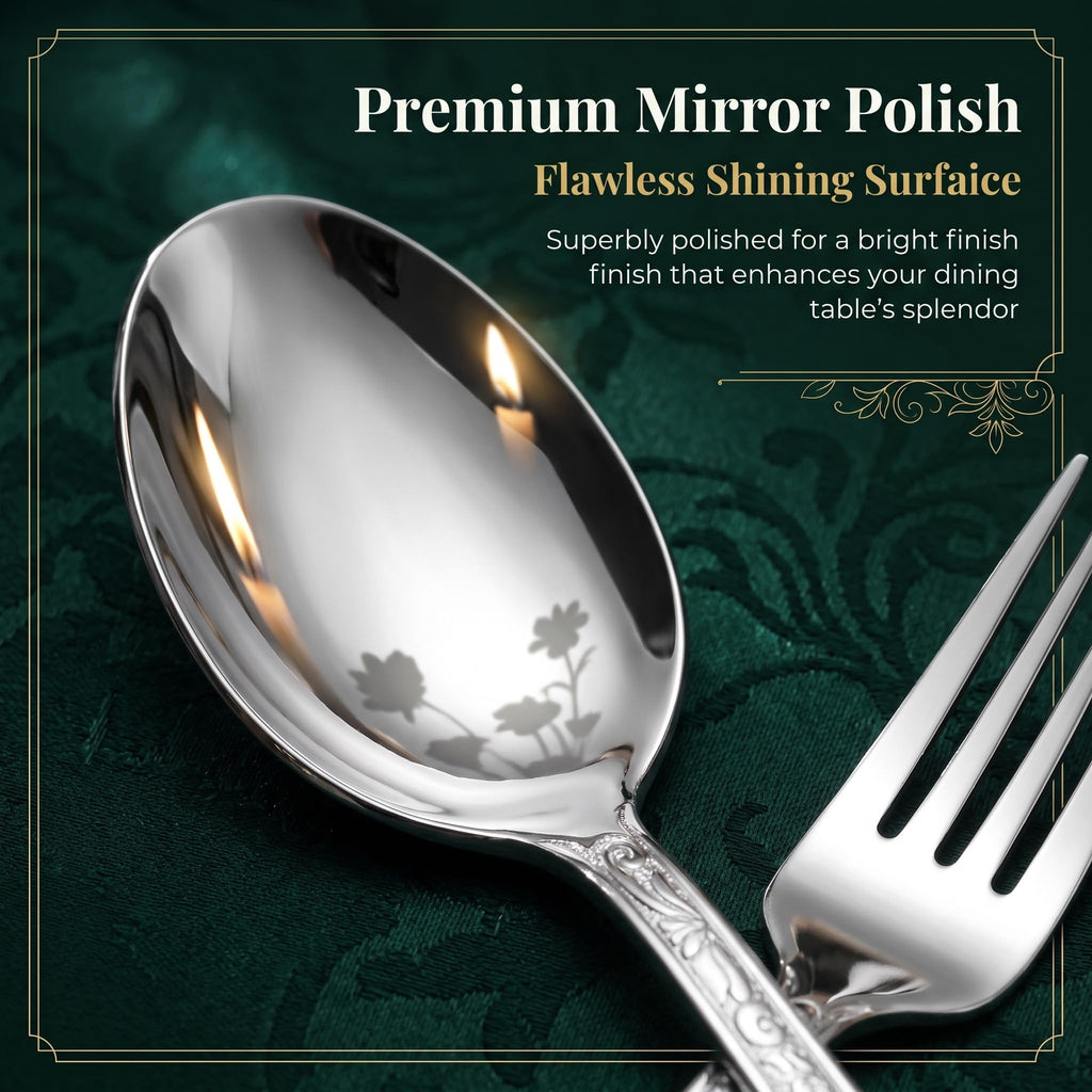 Silverware Set, 30 Pieces Vintage Carved Flatware Set for 6, Stainless Steel Cutlery Set