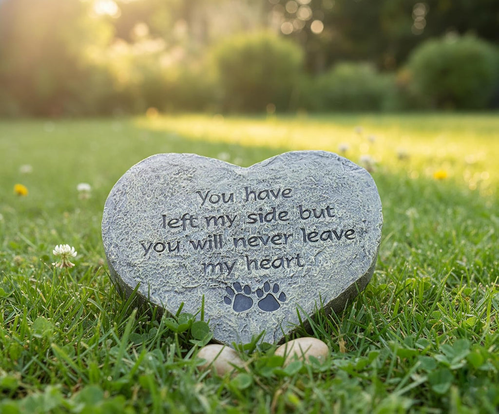 Pet Memorial Stone - You Have Left My Side But You Will Never Leave My Heart - Paw Prints Bereavement Memorial Gift