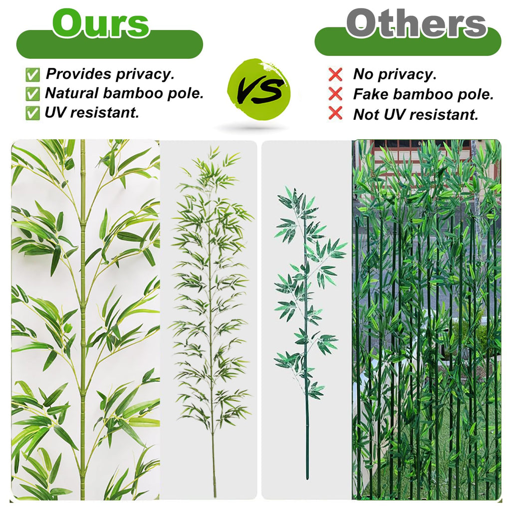 7/8ft Tall Artificial Bamboo Tree 10 Pack, Removable Faux Bamboo Outdoor with Encrypted Silk Leaves for Garden Fence