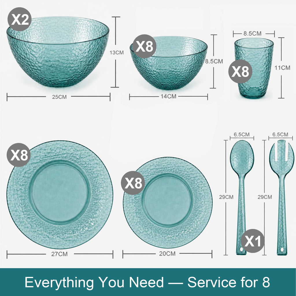 36 Piece Dinnerware Set for 8 and Salad Serving 10-inch Bowls