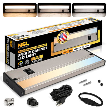 LED Under Cabinet Lighting Hardwired - 12 Inch Satin Nickel