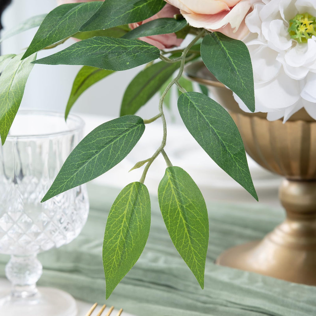 36pcs Italian Ruscus Artificial Greenery Stems Silk Green Leaves 20in Fake Spray Plants Stem Garland Greenery