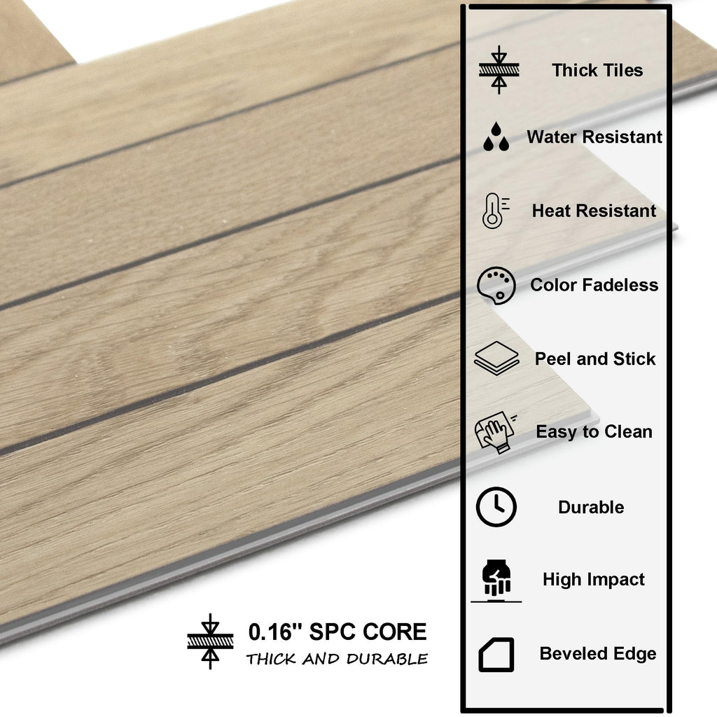 12-Pack Peel & Stick Floor Tile, Herringbone Warm Oak