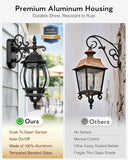 Dusk to Dawn Outdoor Lighting Fixture for House, Black Exterior Wall Light Wall Mount Sconce with Tempered Glass