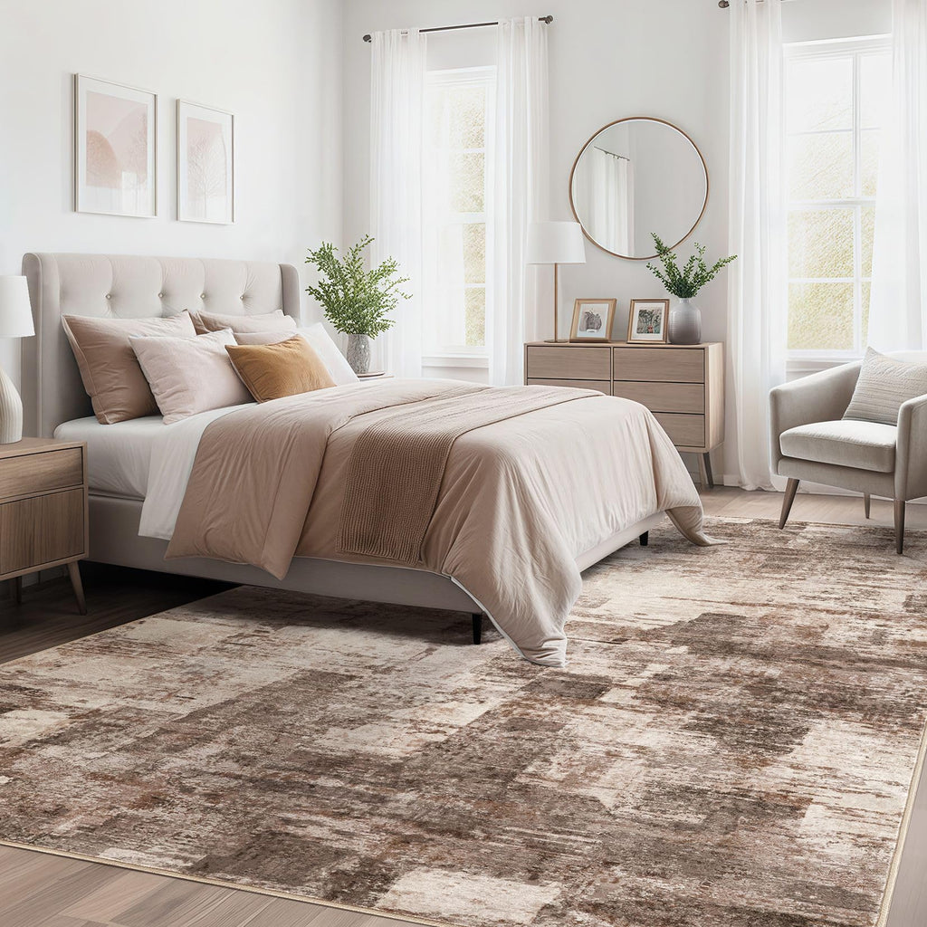 Abstract Area Rugs : Washable Rugs Brown