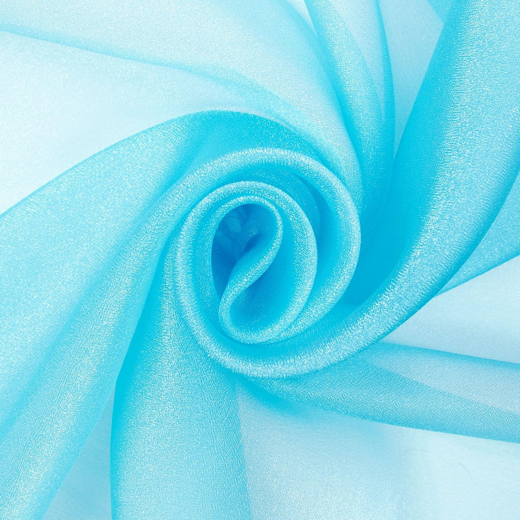 Sparkle Crystal Sheer Organza Fabric Shiny for Fashion, Crafts, Decorations 60 (Turquoise, 1 Yard)