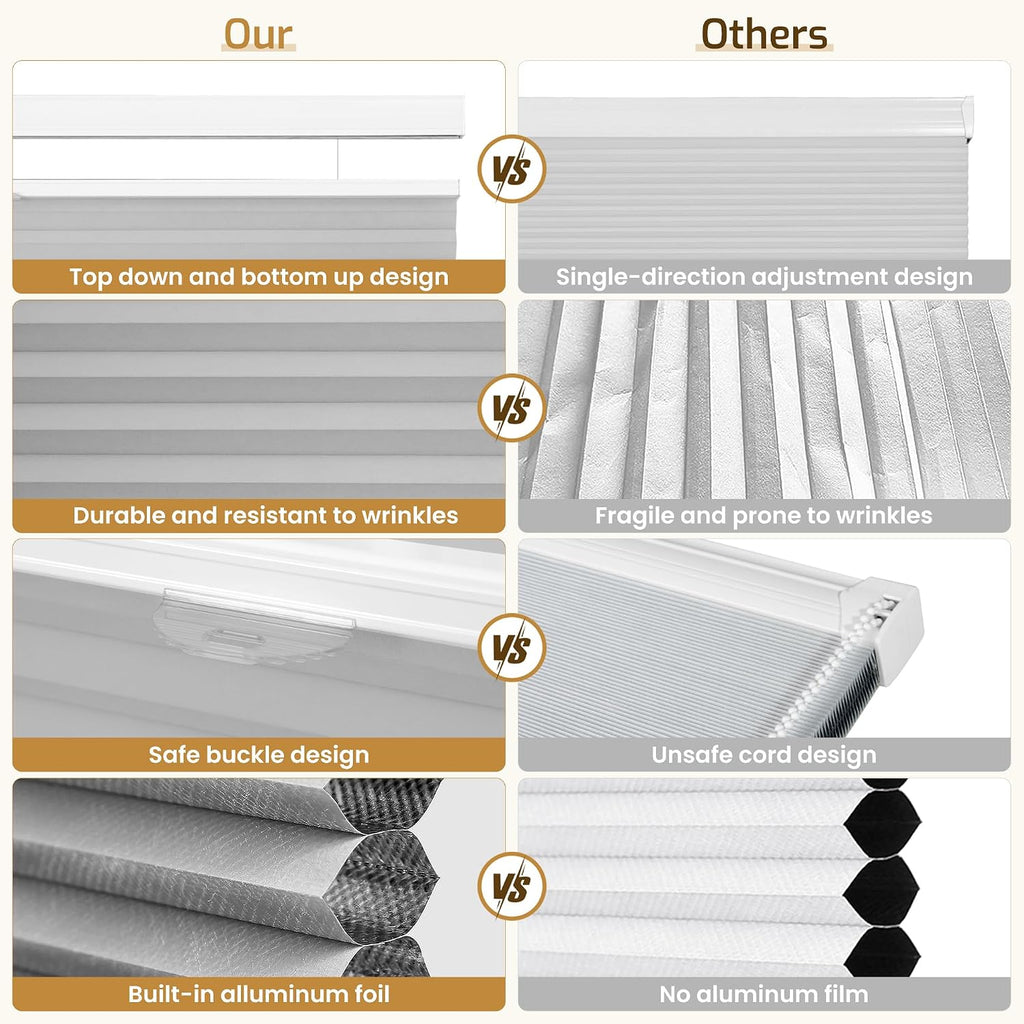 Top Down Bottom Up Cellular Shades Cordless White 29Wx58H