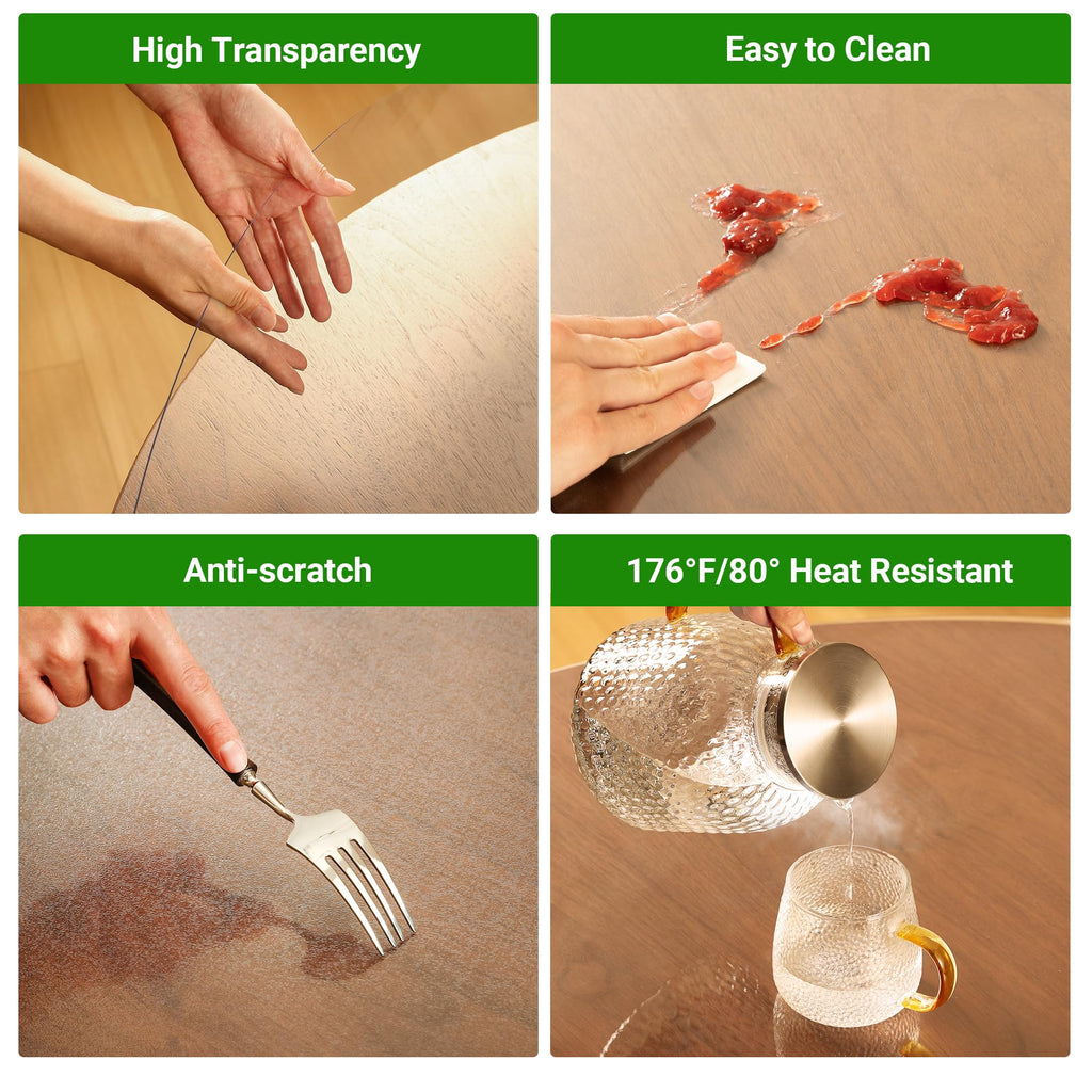 Clear Plastic Table Cover Protector 40 x 78'', 2.0mm Desk Mat