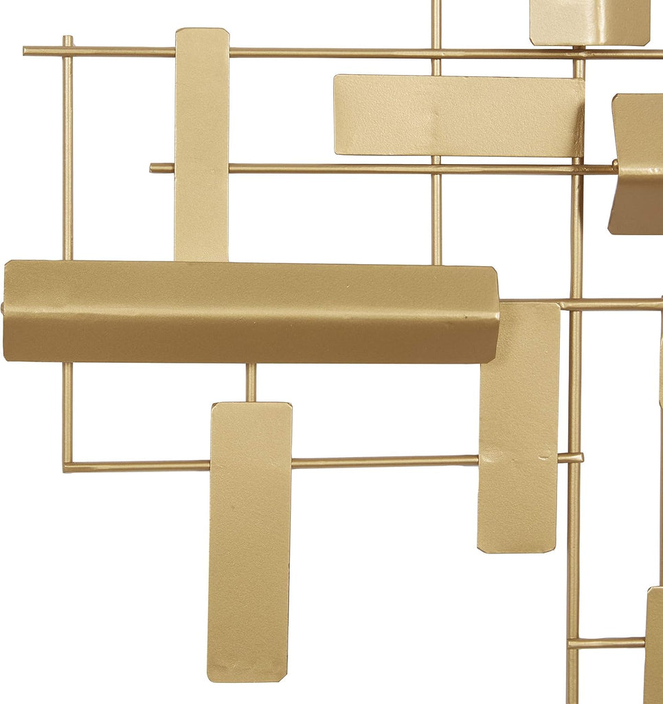 Metal Geometric Home Wall Decor 3D Stripe Wall Sculpture, Wall Art 36" x 1" x 23", Gold