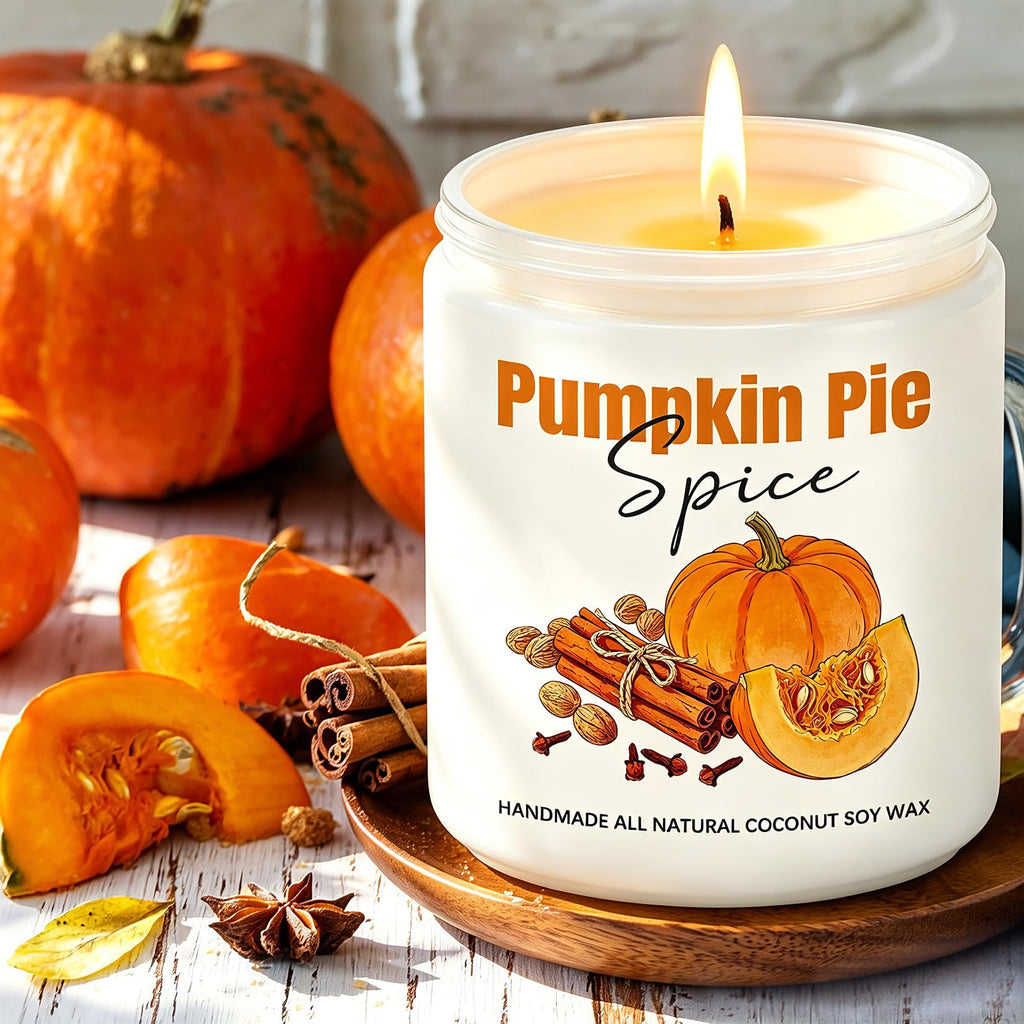 Fall Candles, Pumpkin Cinnamon Spice Candles, Fall Scented Candle Decorations Gifts for Women Pumpkin Pie Spice