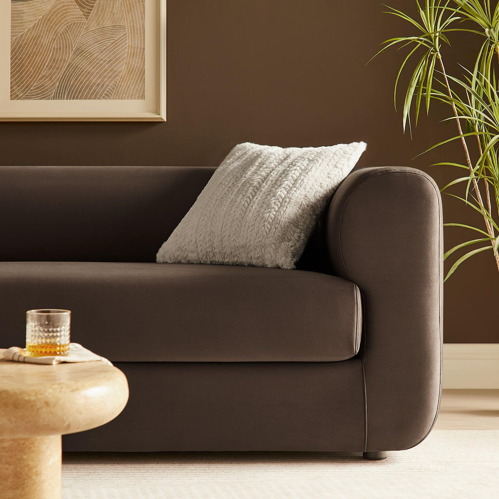 Leif Performance Velvet Upholstered Sofa - 89 Inch Modern Tuxedo Sofa - Comfy 3 Seater Velvet Couch