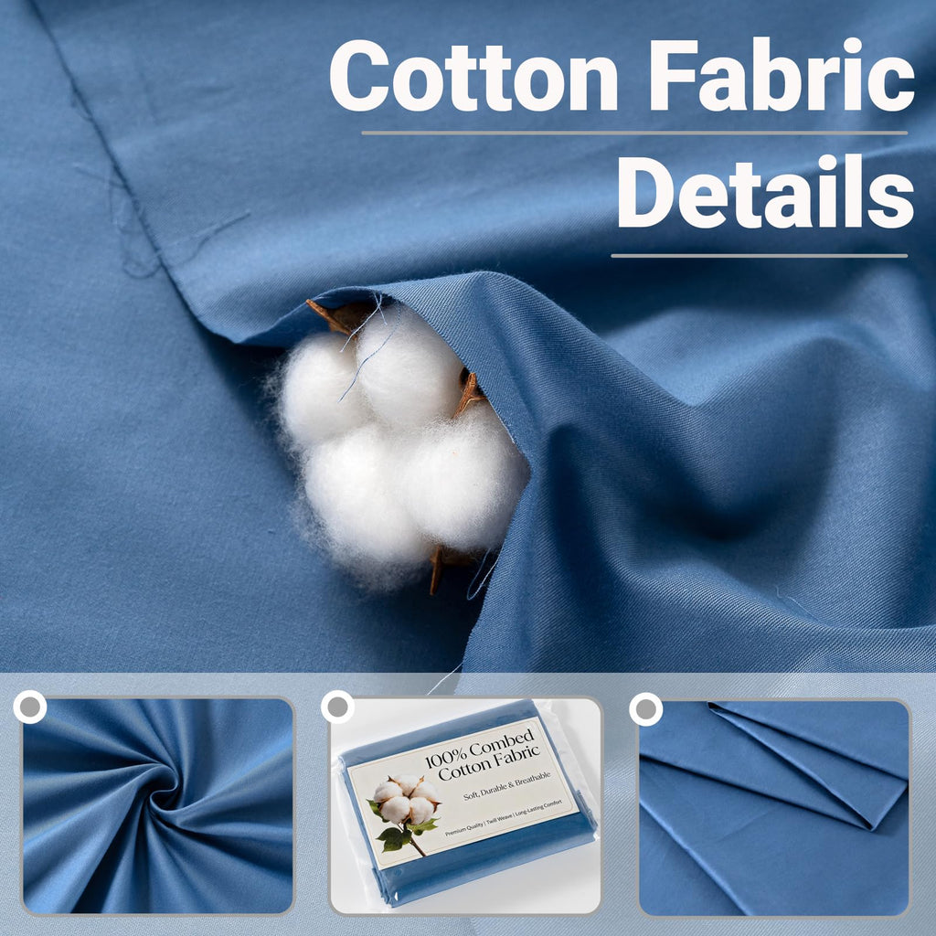 100% Combed Cotton Fabric by The Yard, 66 inches Wide, Premium Soft Breathable Cotton Cloth, Durable Fade Resistant
