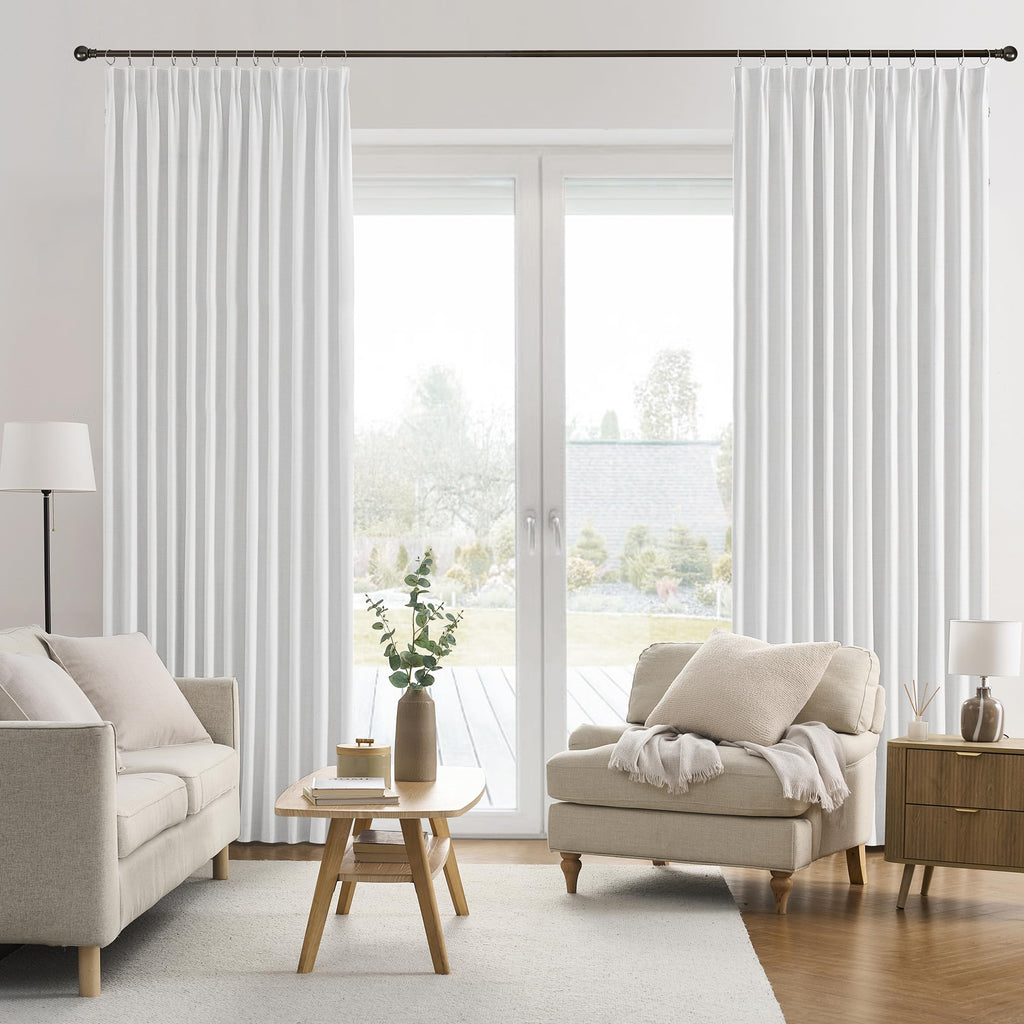 Snow White Window Long Blackout Curtains 108 Inch Long 2 Panels