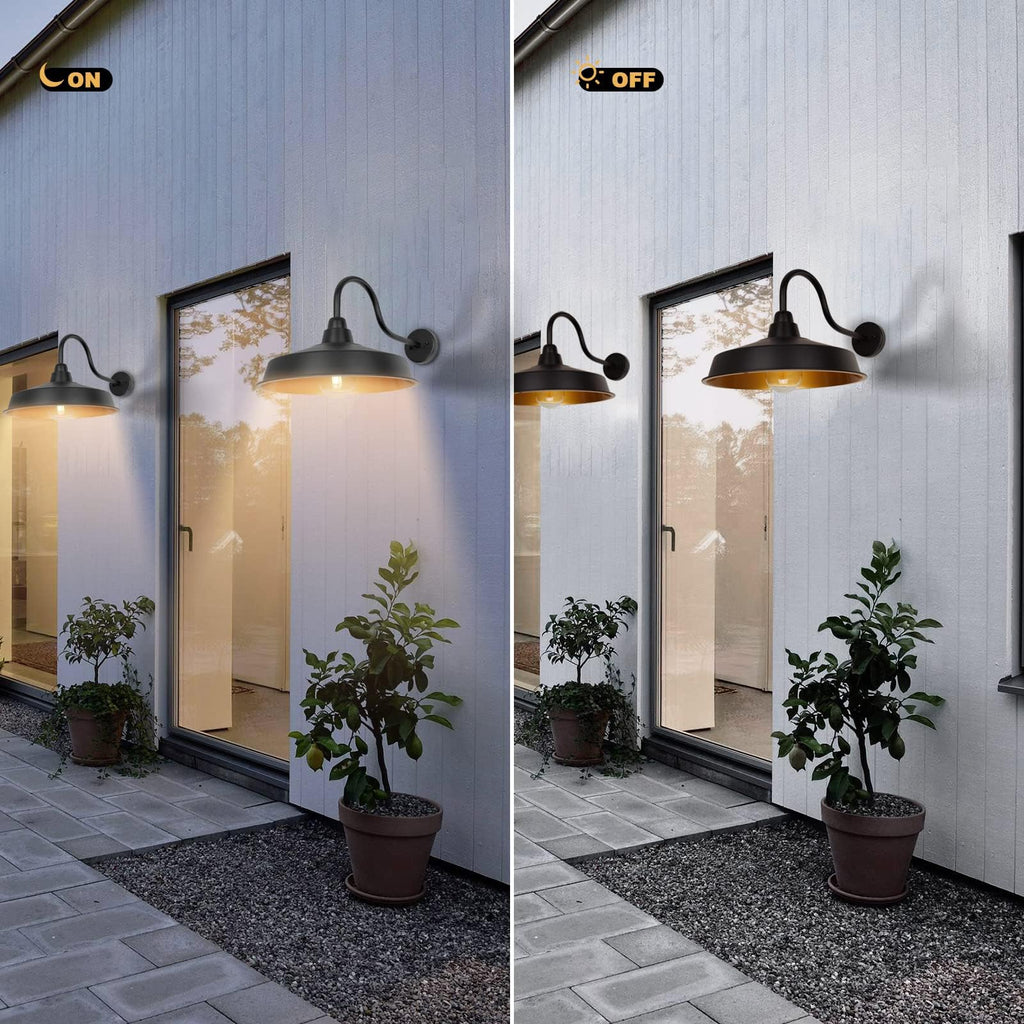 Barn Light Outdoor, 16 Inch Dome Large Farmhouse Exterior Light Fixture Wall Mount, Industrial Outdoor Wall Sconce