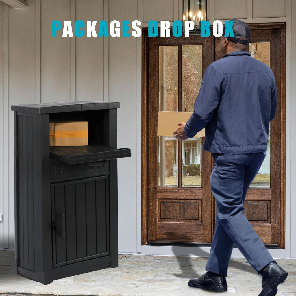 Package Delivery Box Storage with Lockable Secure, Anti-Theft Parcel Drop Boxes Outdoor Package Delivery and Waterproof