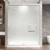 Frosted Glass Shower Door, 49-54" W x 76" H Semi-Frameless Double Sliding Shower Door
