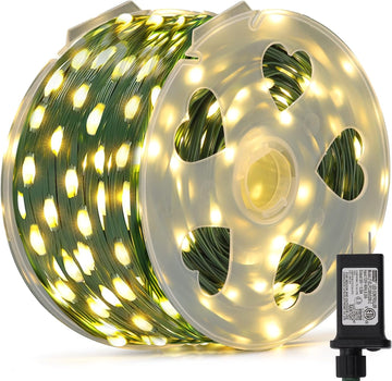 1000 LED Fairy String Lights, 328FT Long Outdoor Christmas Lights, Waterproof IP65 Green PVC Copper Wire Lights, 8
