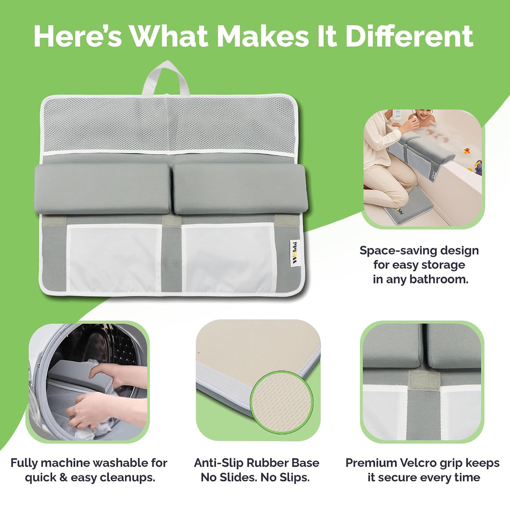 Baby Bath Kneeler and Elbow Rest Pad Set | Extra Thick Memory Foam Support for Comfortable Bath Time | Non-Slip