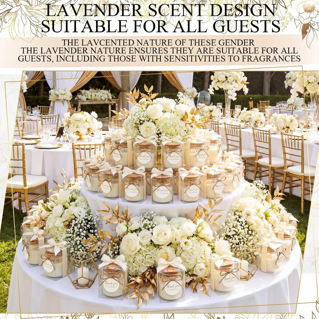 Sets Wedding Candle for Guest Beige Glass Jars Bridal Shower Favor - Set of 20