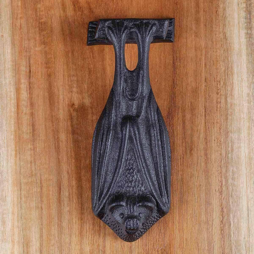Bat Door Knocker Cast Iron RSF Finish 5 Inch Rustic Front Door Hardware with Mounting Screws