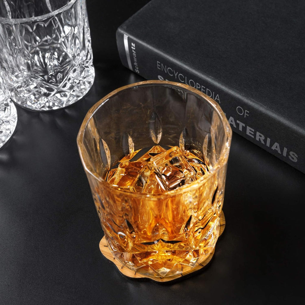 Old Fashioned Whiskey Glasses with Luxury Box - 10 Oz Rocks Barware For Scotch, Bourbon, Liquor and Cocktail Drinks