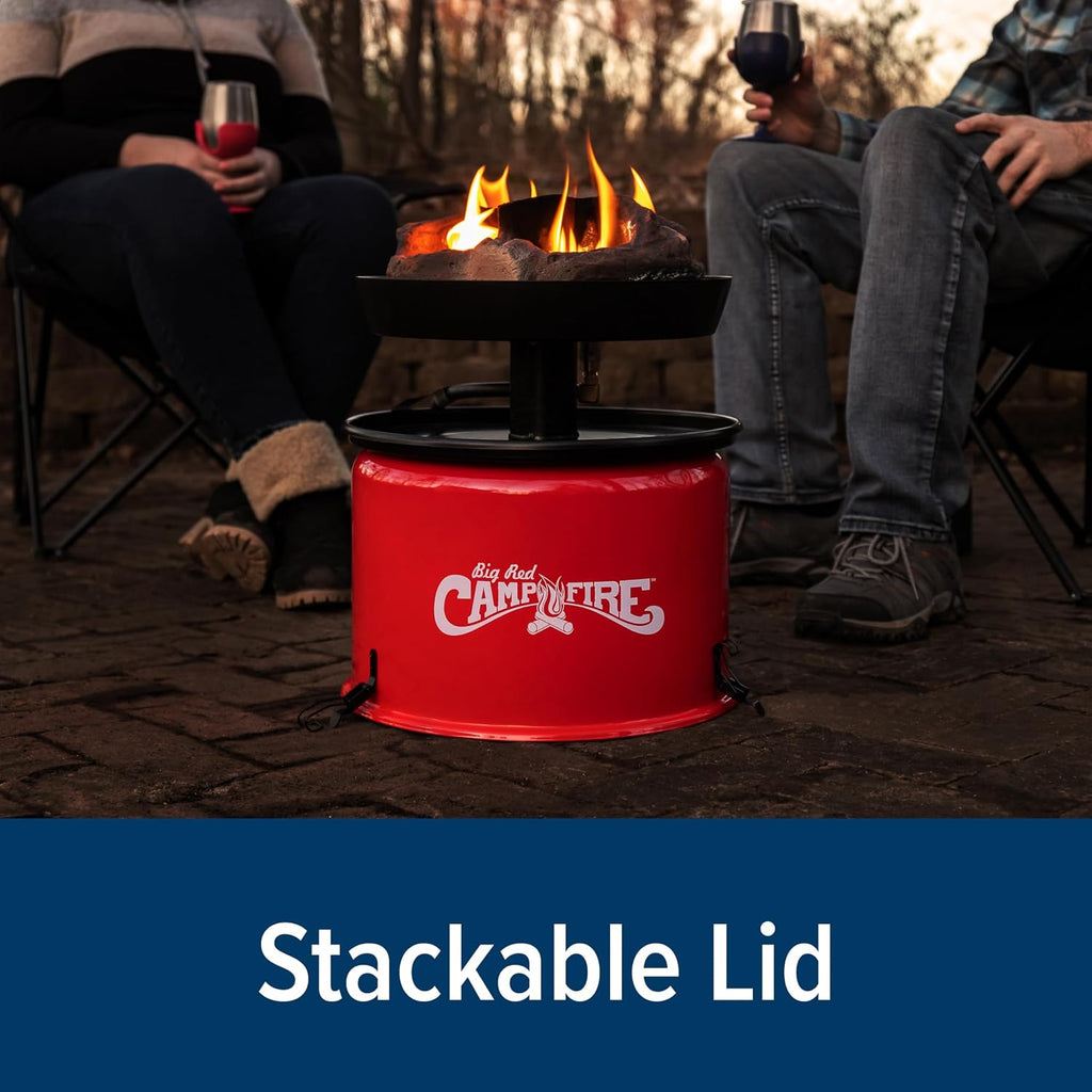 13.25 Inch Big Red Campfire Compact Outdoor Portable Tabletop Propane Heater Fire Pit Bowl for Camping, Tailgating