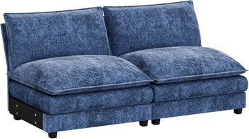 80" Modular Sectional Sofa, Loveseat Sofa Couch with Double-Layer Cushion, DIY Combination Chenille Deep 2-Seat Cloud