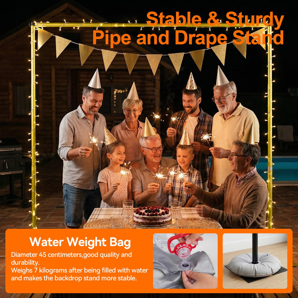 12x10ft Heavy Duty Backdrop Stand, Adjustable Pipe and Drape Stand