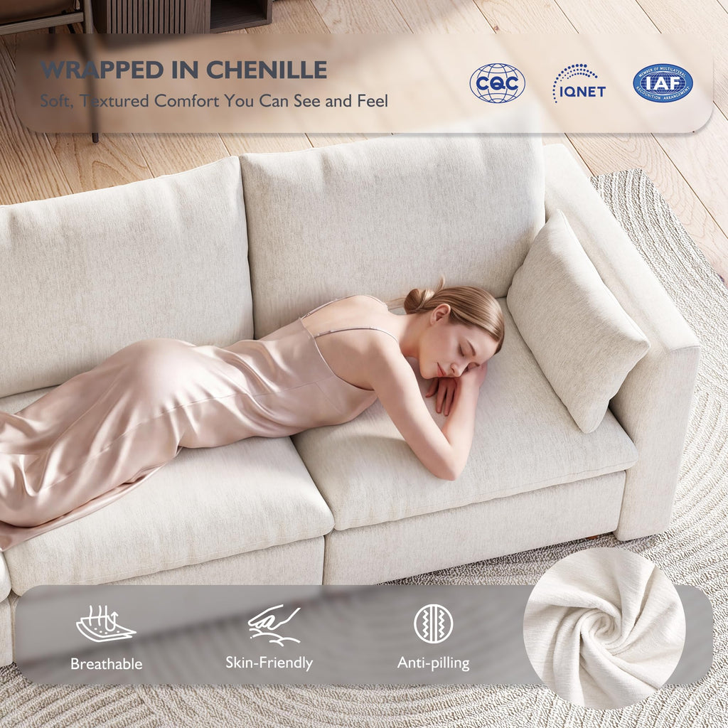 117" Oversized Modular Sectional Sofa, Modern Cloud Couch with 3 Storage Ottoman, 6-Seat Comfy Chenille Deep Seat