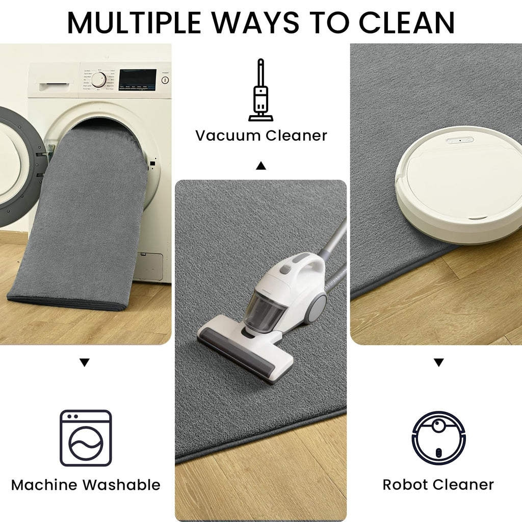 Soft Runner Rug, Washable and Non-Slip, Grey