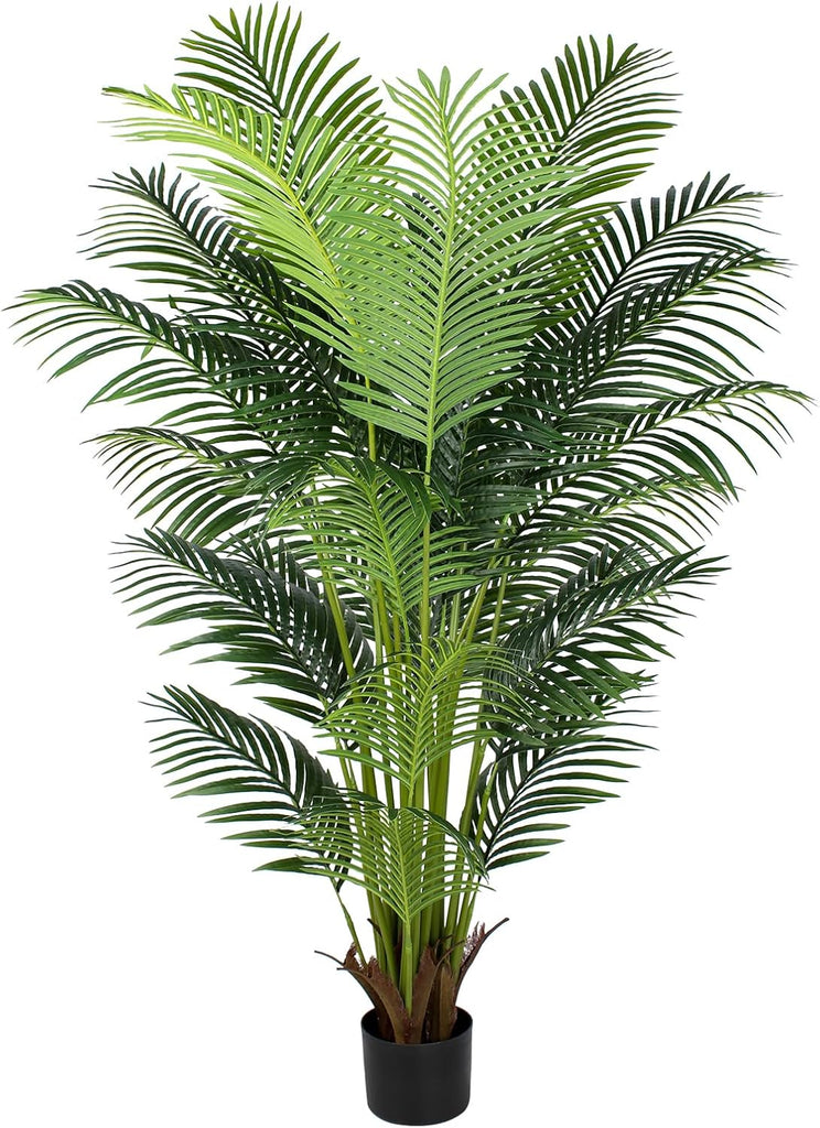 6 Ft Artificial Tropical Palm Tree With 24 Removable Leaves - Large Faux Plant for Indoors and Outdoors, Silk