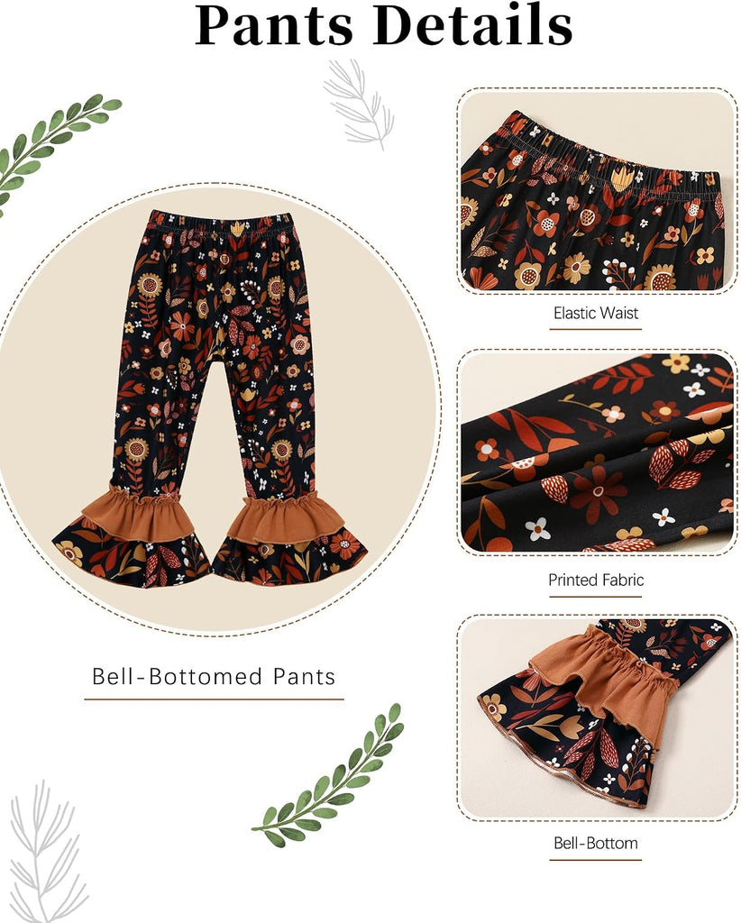 Toddler Girl Clothes Ruffle Top Floral Pants Outfit Set