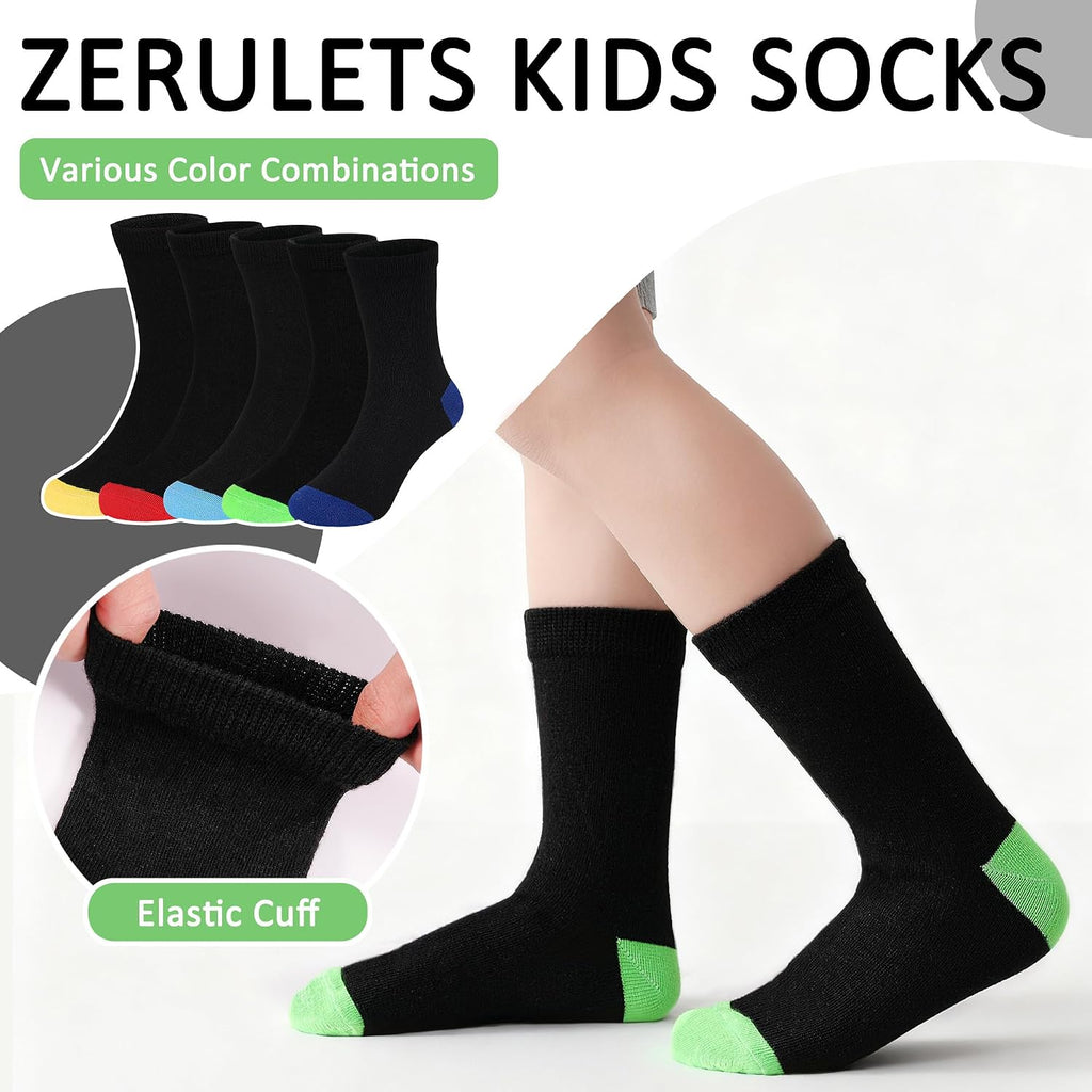15 Pairs Kids Socks, Toddler Crew Mid Calf School Socks