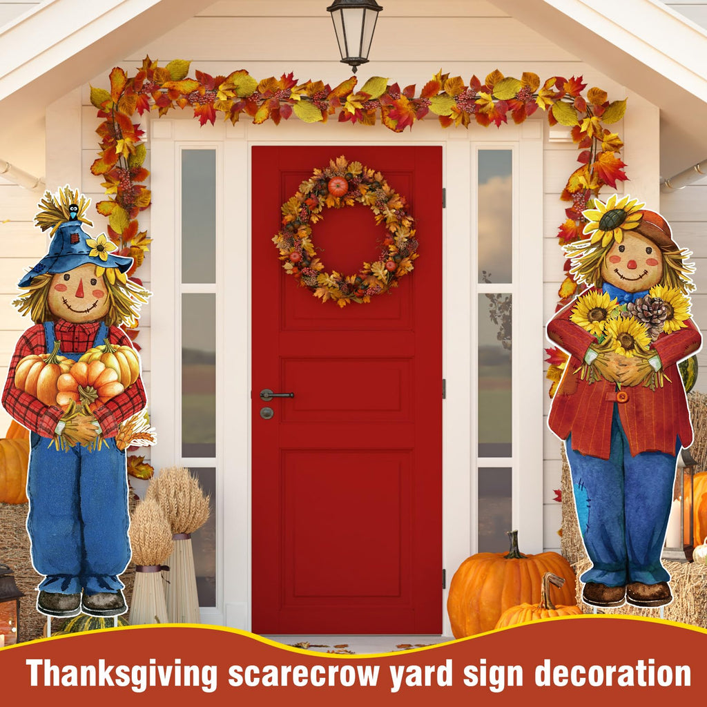 2 Pcs Scarecrow Yard Signs with Stakes Fall Decor 31.5", Scarecrow
