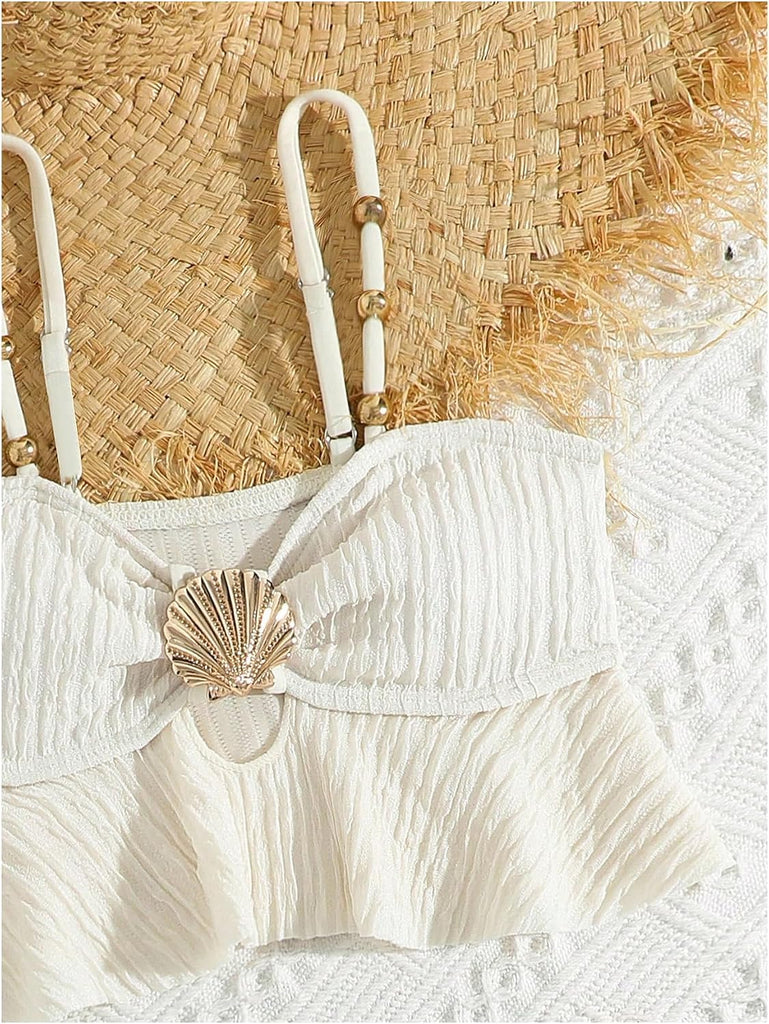 Girl's 2 Piece Bikinis Metallic Shell Swimsuit Bathing Suit